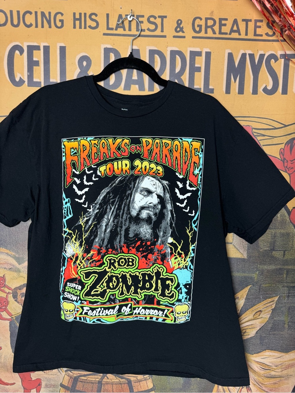 Rob Zombie Freaks on Parade Tour 2023 Black Graphic T‑Shirt
